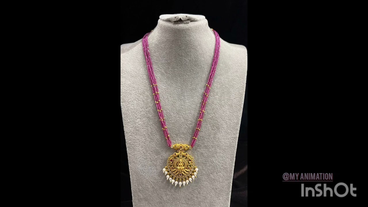 Ruby beads necklaces//latest pearl ruby and emerald beads designs