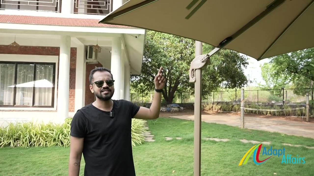 360° LED Side Pole Umbrella with Water Base | Premium Outdoor Garden Patio Umbrella by Adapt Affairs