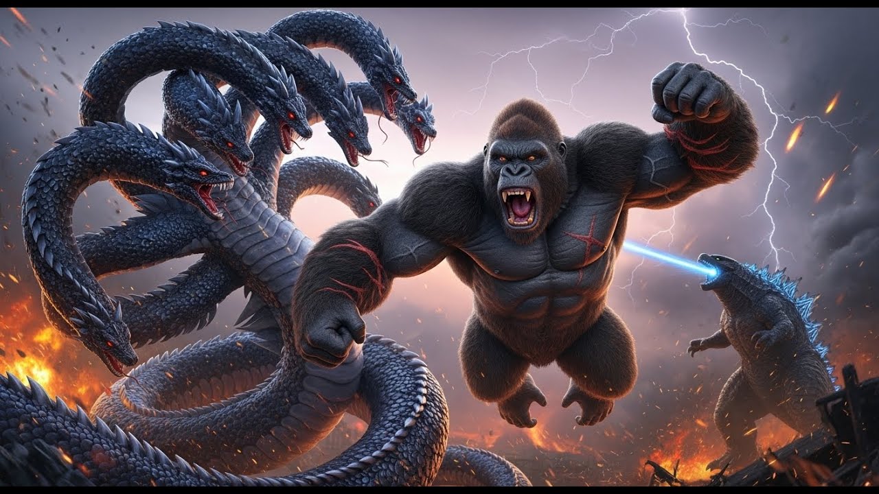 epic clash godzilla vs the nine headed serpent kong enters the war