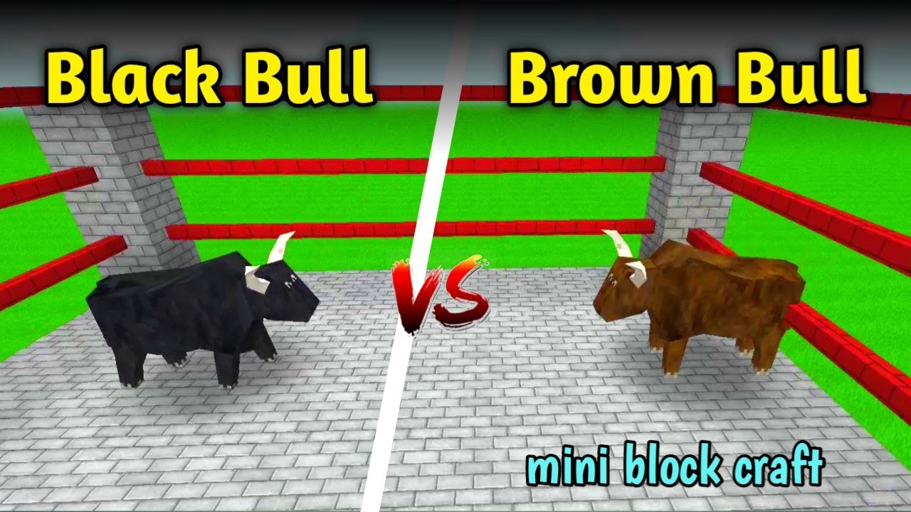 Black bull vs Brown bull fight | mini block craft