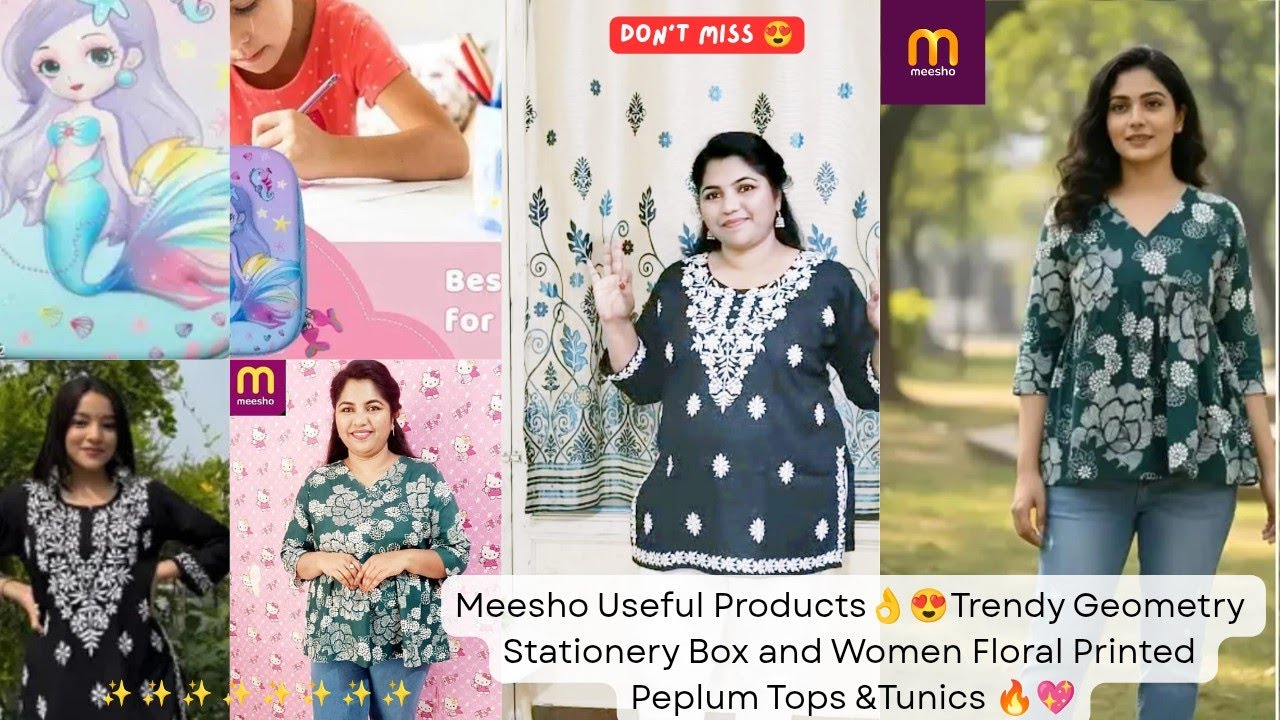 Meesho Useful Products👌😍Trendy Geometry Pencils Box🥰&Women Floral Printed Peplum Tops& Tunics#meesho
