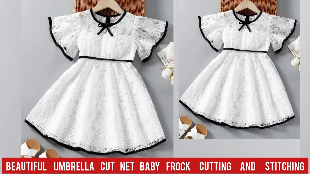 Umbrella Cut Net Baby Frock Cutting and Stitching/Net Baby Frock Design