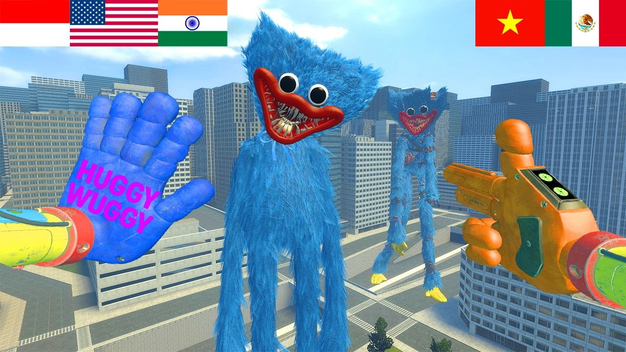 SCARY AND HUNGRY HUGGY WUGGY FROM POPPY PLAYTIME TAKES THE CITY | GARRY'S MOD