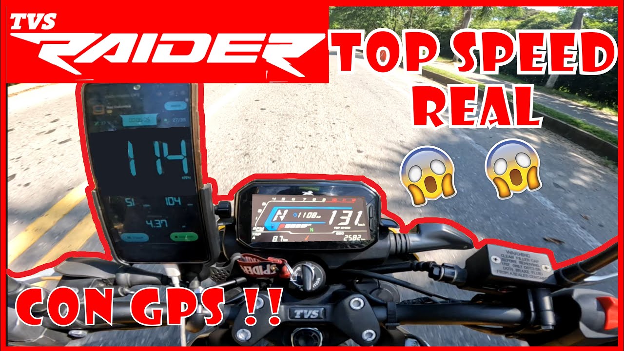 Velocidad Máxima TVS Raider 125//Top Speed con GPS//@Loco por las motos