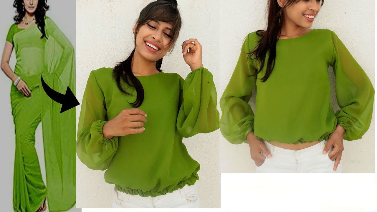 Convert Old SAREE into BALLOON Top | DIY Balloon Sleeves Top | @DesiChic