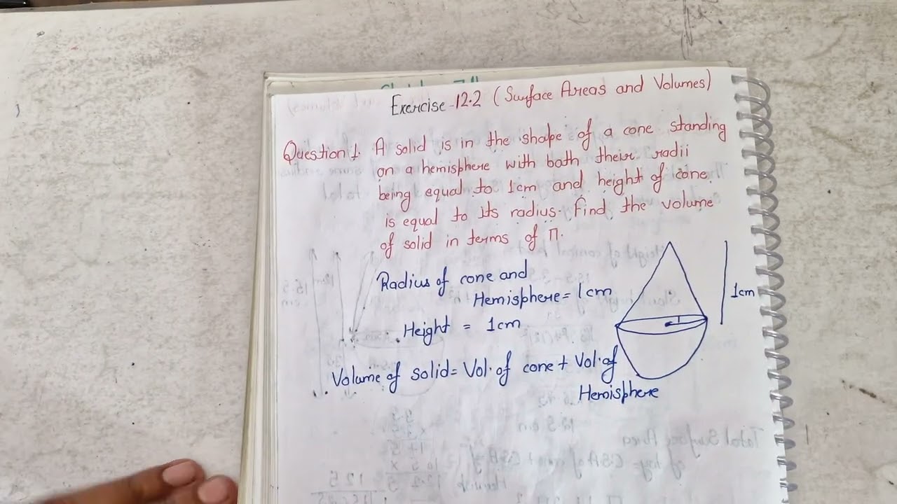 Exercise 12.2 Question 1 Find volume of solid in terms of pie|Volume of solid Question 1st Ex 12.2