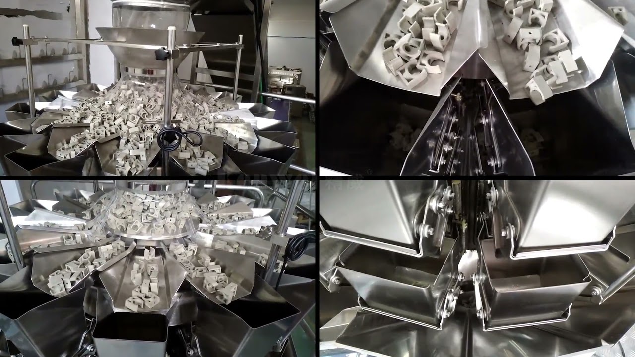 KENWEI Vertical packing machine weighing and packaging system with inclined conveyor multiweigher