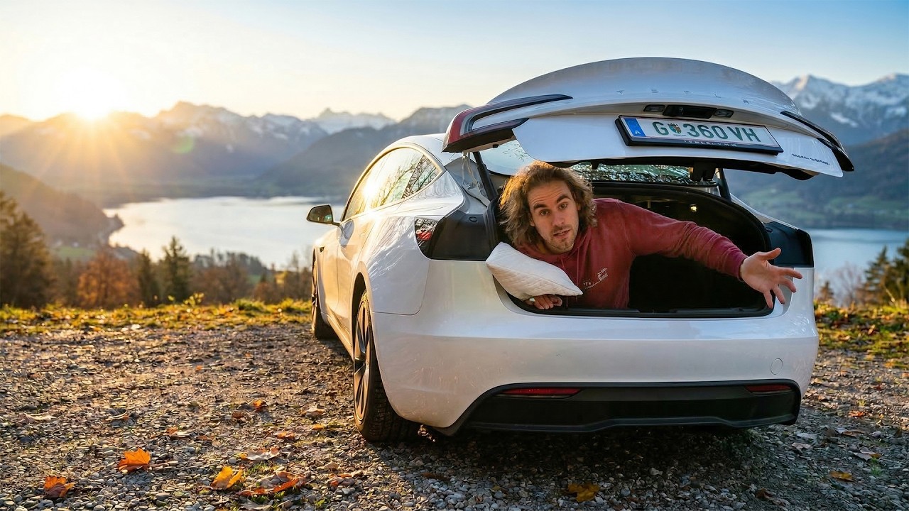 Tesla Camping in a Model 3