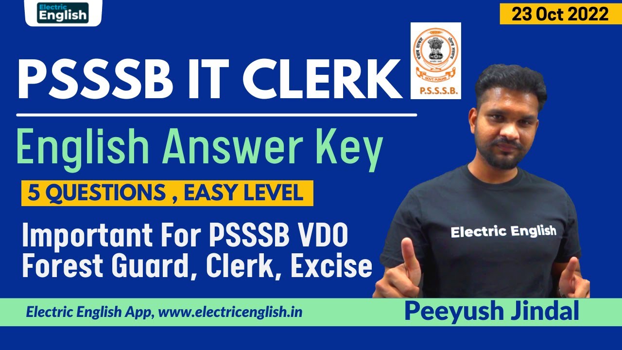 PSSSB Clerk IT Answer Key 2022 || PSSSB Clerk IT English Exam Analysis || PSSSB Clerk IT Exam 2022
