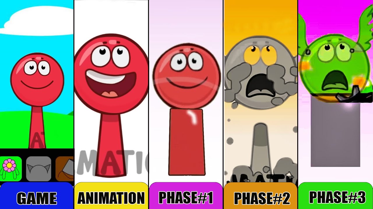 My NEW! Sprunki OC: Red Ball (from Red Ball 4) Phase 4 Animation vs Game (All Versions)