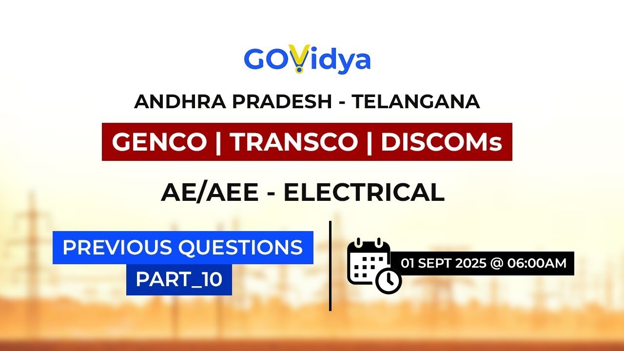 GENCO - TRANSCO - DISCOMs | AE/AEE - Electrical | Previous Questions Part_10 #genco #transco