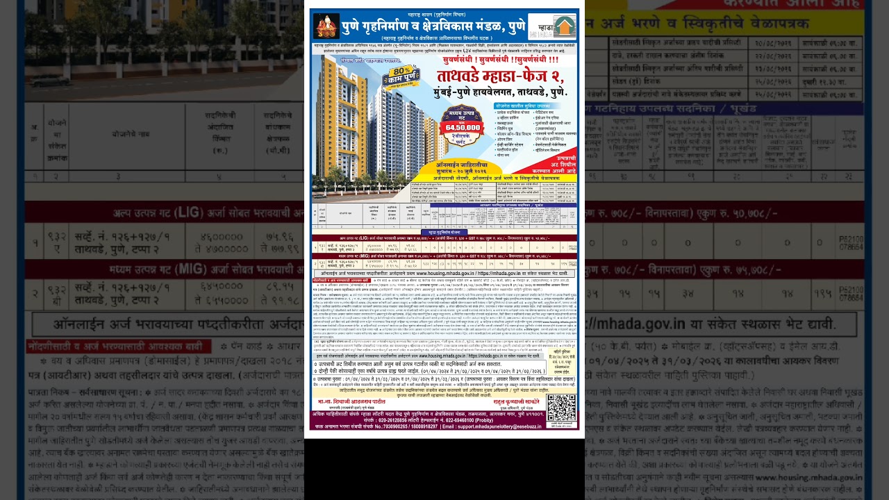 पुण्यात घर घेण्याची संधी ! म्हाडा ताथवडे लॉटरी 2026 जाहीर | Mhada Pune Lottery 2026 | #Shorts