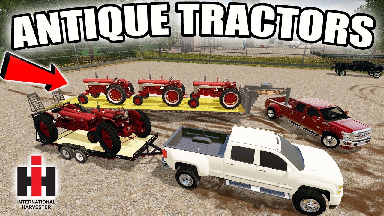 FARMING SIMULATOR 2017 | HAULING ANTIQUE TRACTORS WITH POWERSTROKE AND DURAMAX | FARMALL
