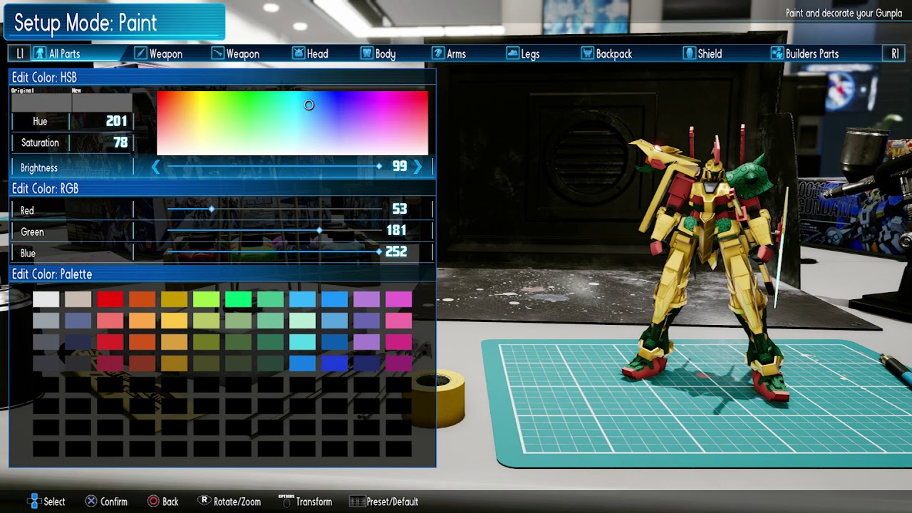 NEW GUNDAM BREAKER - Setup Mode (Game footage)