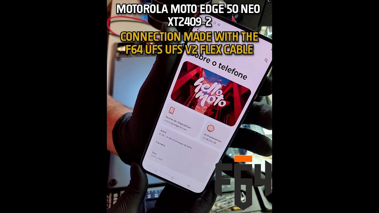 Motorola Moto Edge 50 Neo XT2409-2 Connection made with the F64 UFS UFS V2 FLEX Cable #f64