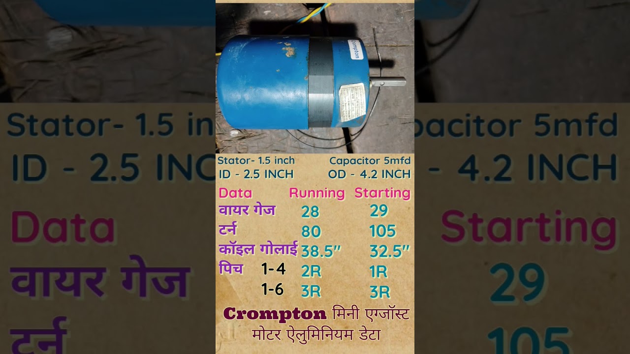 24 slot Crompton motor winding data| mini exhaust motor winding