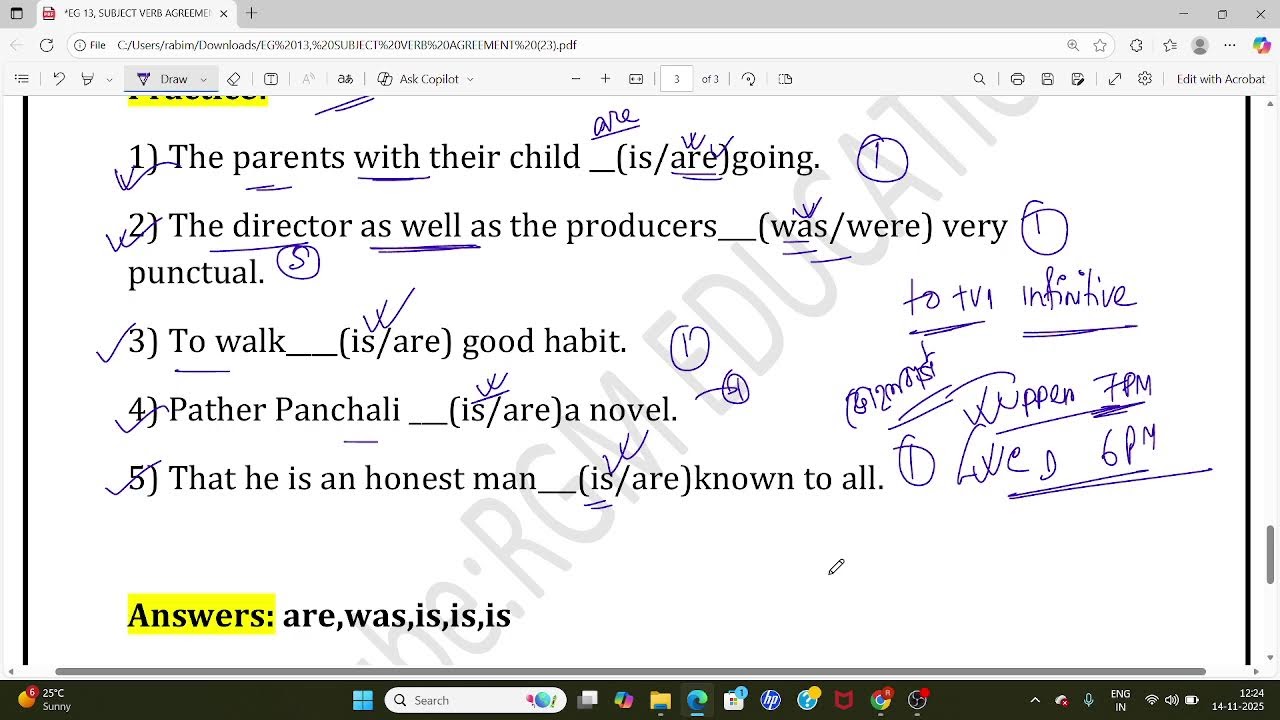 SUBJECT AND VERB AGREEMENT BY RGM EDUCATION