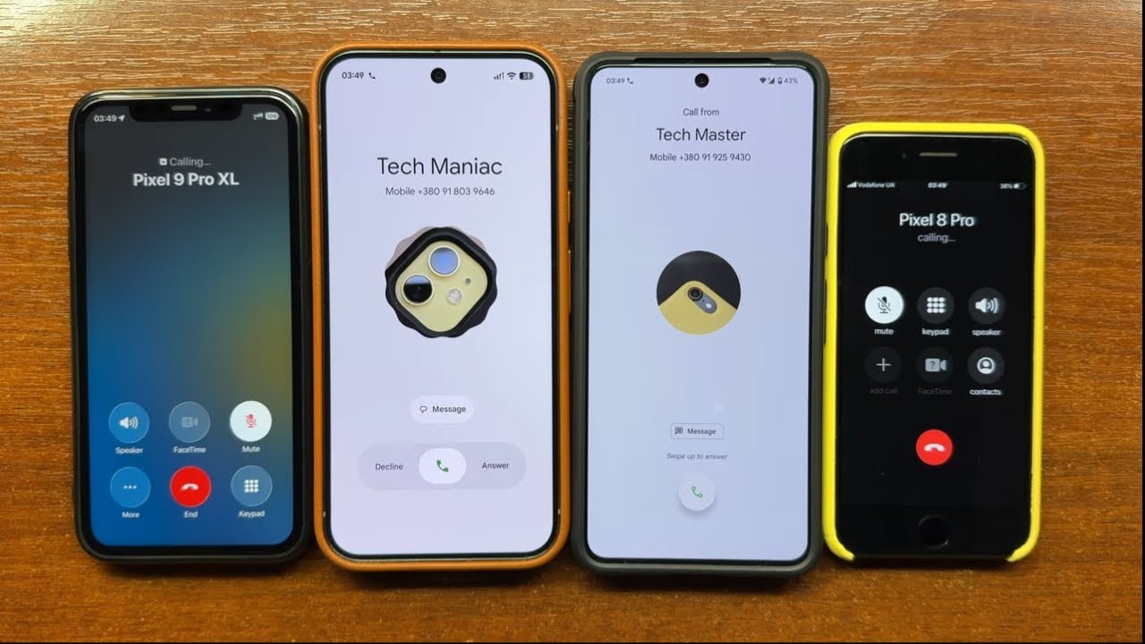 Google Dialer (Phone by Google App) New vs Old Design Incoming Call on Pixel 9 ProXL vs Pixel 8 Pro