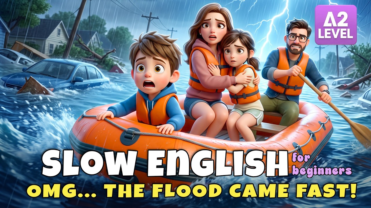 Oh No! We Must Escape The Flood Now! | Slow English Listening Story (A1&ndash;A2)