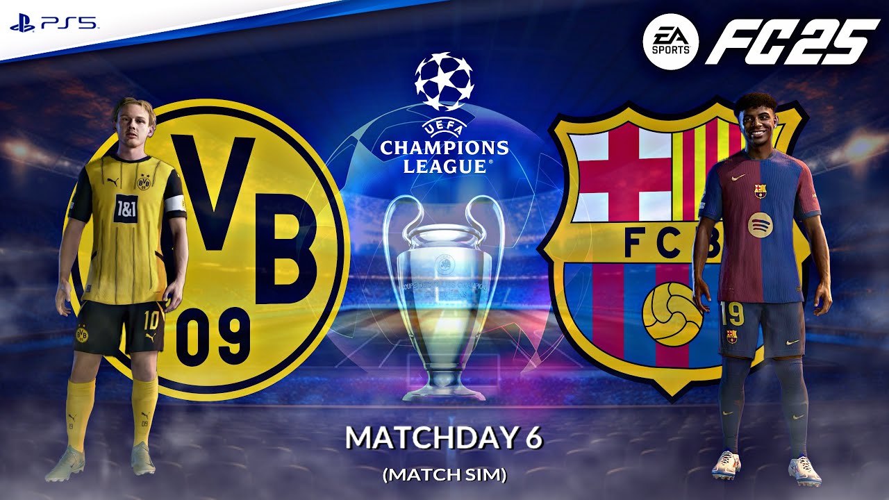 Borussia Dortmund - Barcelona ⚽️ Champions League 2024/25 Match Sim ft. Lamine Yamal | FC 25