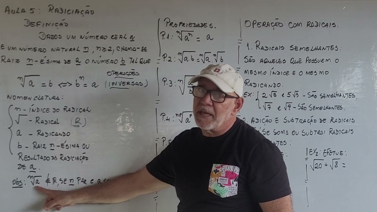 Aula 5: Radiciação, propriedades e operações de adição e subtração.