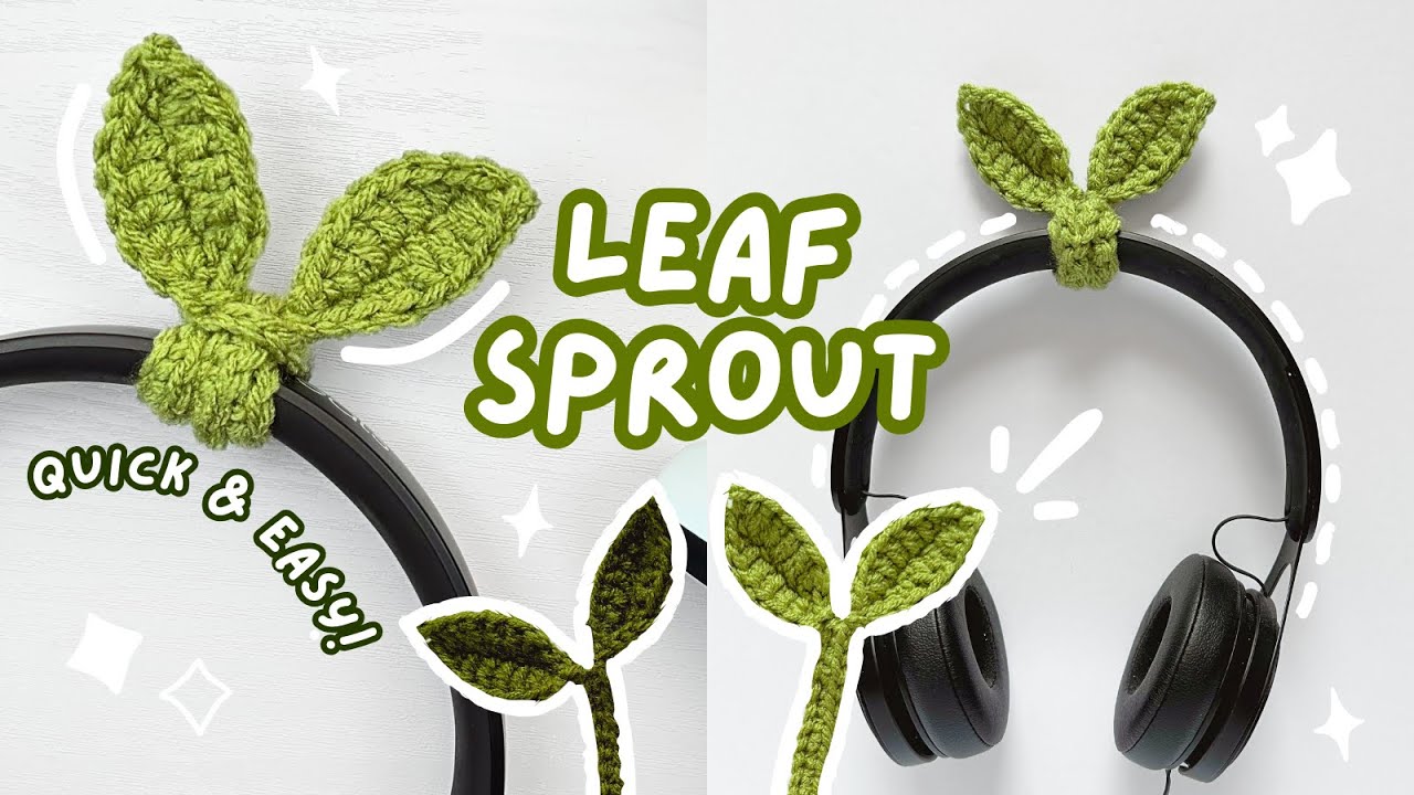 crochet headphone sprout ♡ EASY tutorial | cute leaf headphone charm | beginner crochet tutorial 🌿