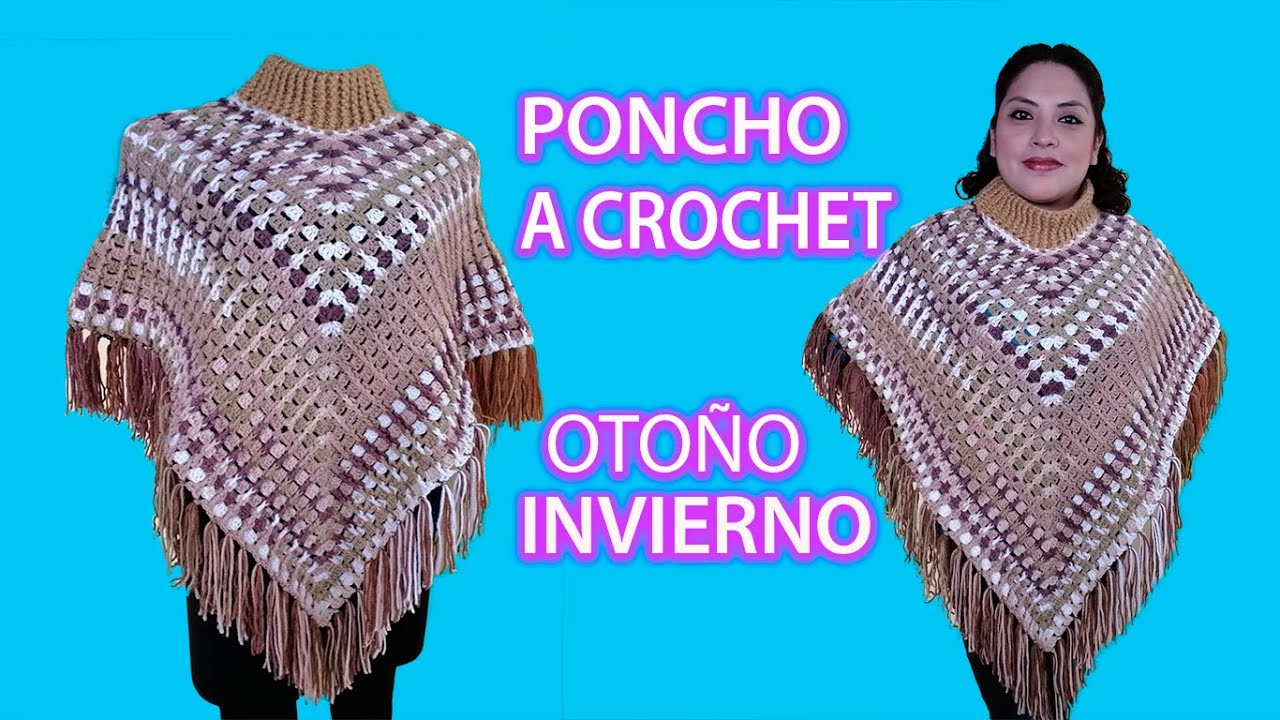 PONCHO A CROCHET OTOÑO INVIERNO ALPES.