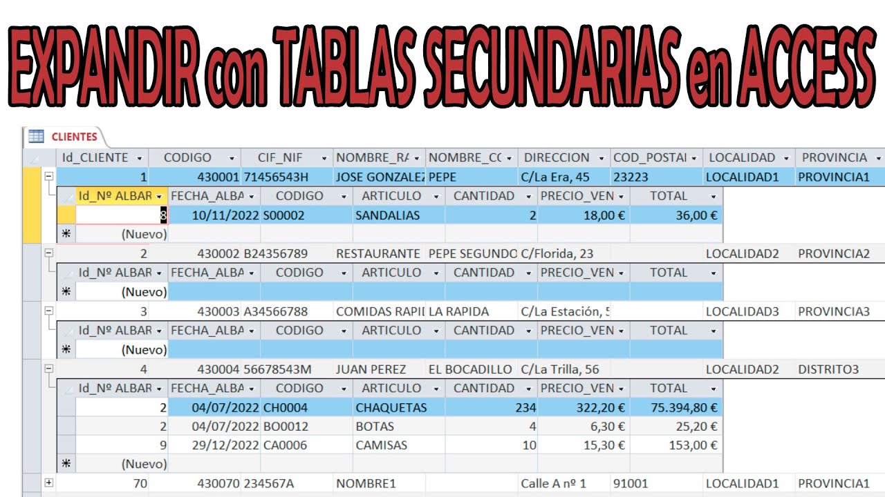 COMPLEMENTAR INFORMACION con TABLAS SECUNDARIAS en ACCESS