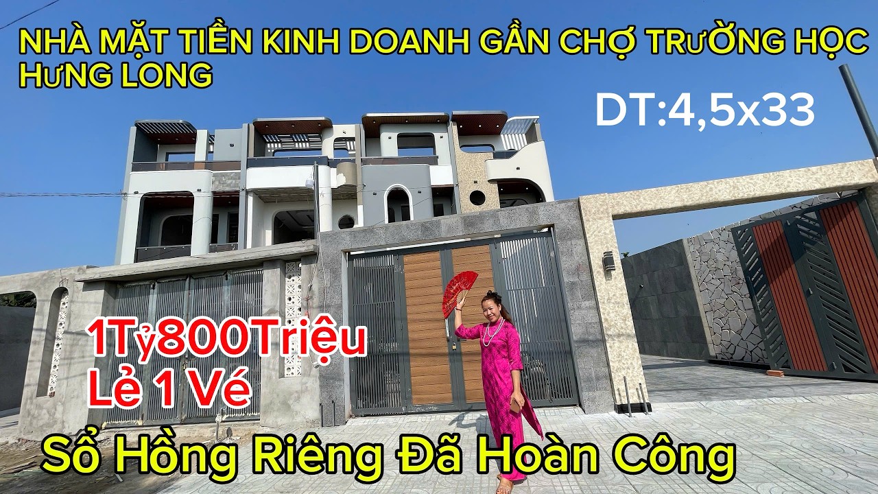 án Nhà Mặt Tiền Gần Chợ Hưng Long Bình Chánh – DT 4.5x33m – Giá 1 Tỷ 800