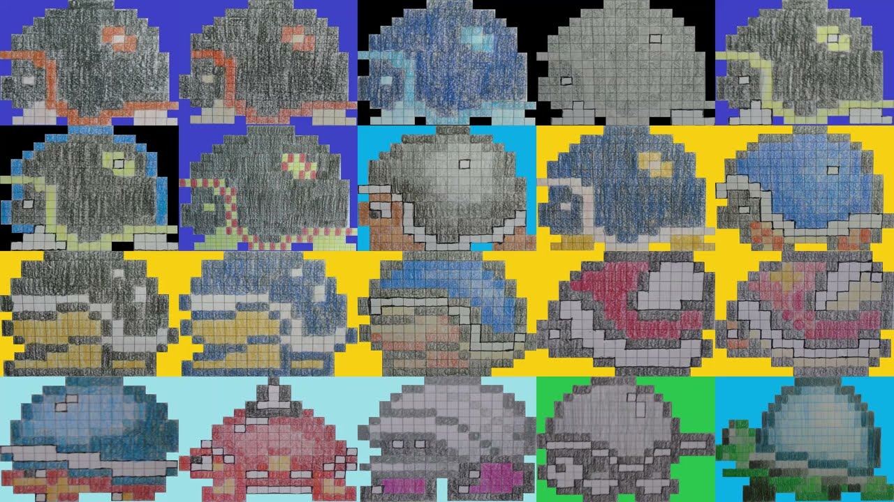 Graph Paper Speed-Draw Evolution of the Buzzy Beetle (Super Mario) Images Part 1