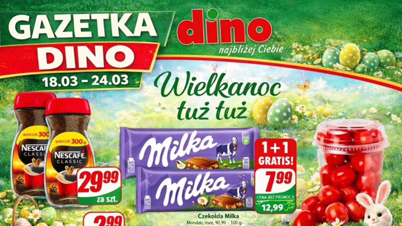 DINO 💚 Hity Cenowe SUPER PROMOCJE Gazetka DINO 18.03-24.03.2026  WIELKANOC  PUKA DO DRZWI🐰🐣
