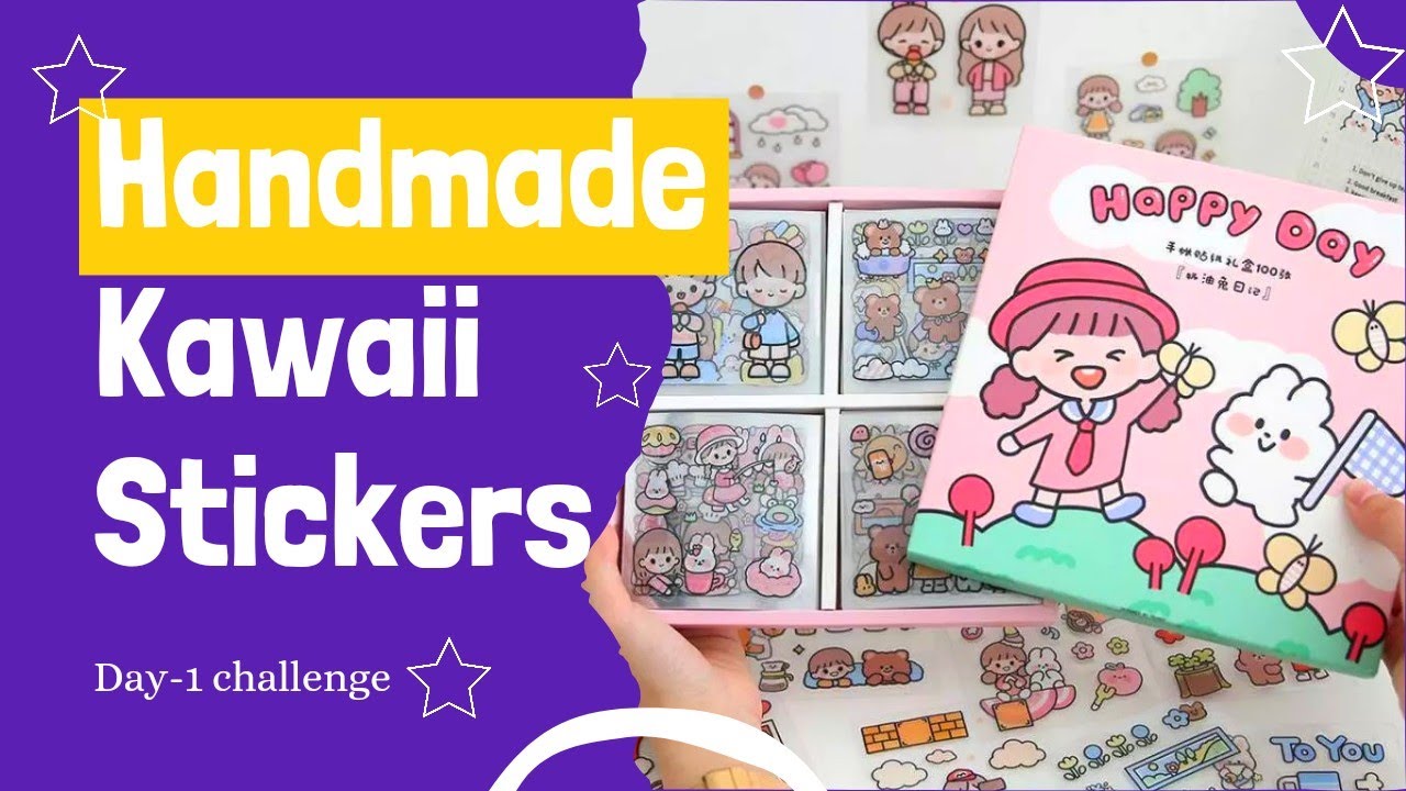 (Day-1)How to make kawaii sticker /DIY handmade sticker at home  