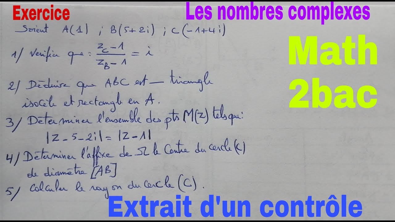 les nombres complexes .....math de 2bac