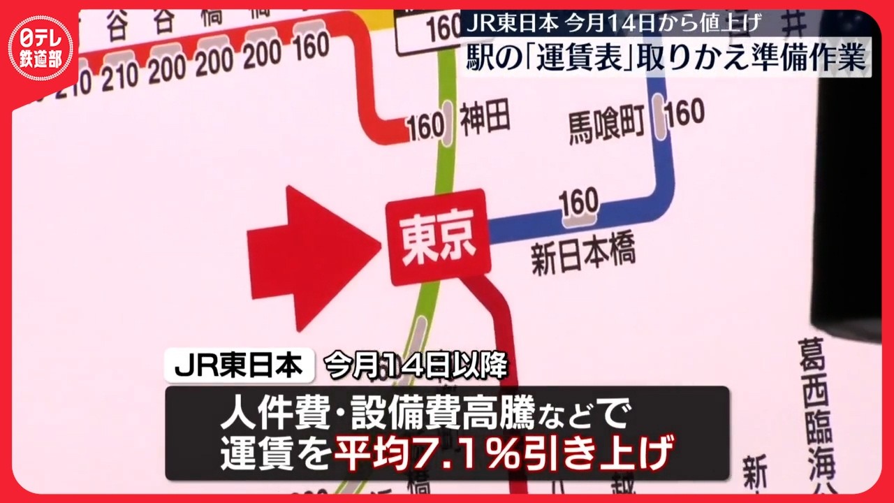 【“運賃表”取り替え】JR東日本　今月14日から値上げ　駅の「運賃表」取りかえ準備作業（2026/03/06）〔日テレ鉄道部〕