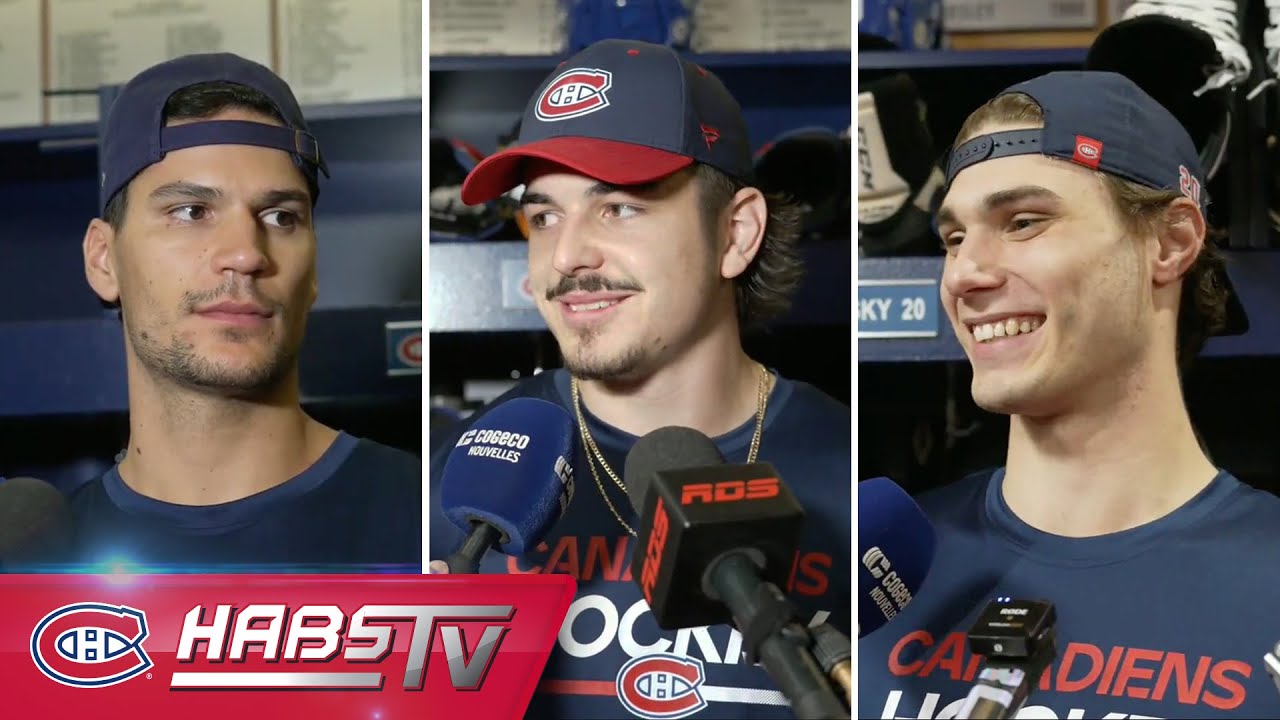Slafkovsky, Xhekaj and Kovacevic address the media in Brossard | FULL PRESS CONFERENCES