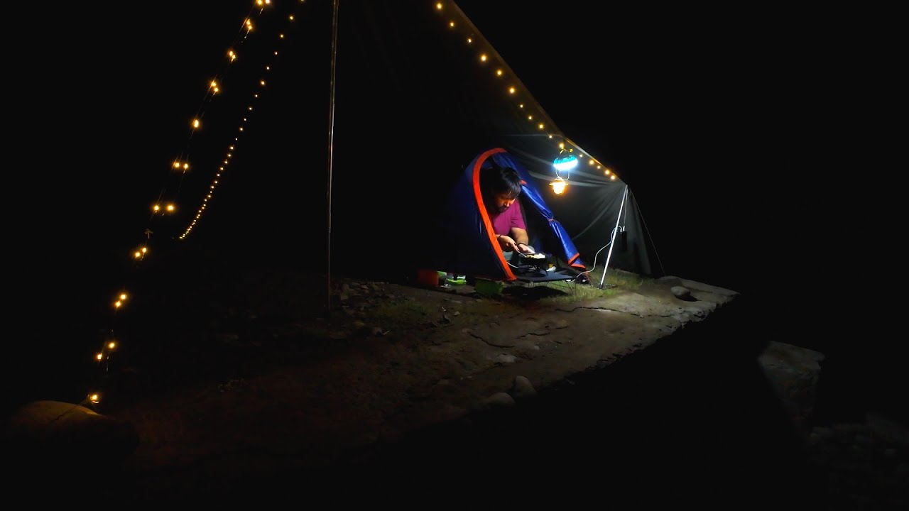 🌿 One Night Camping in a Peaceful Green Valley | Relaxing Nature Sounds & Campfire Cooking 🏕️