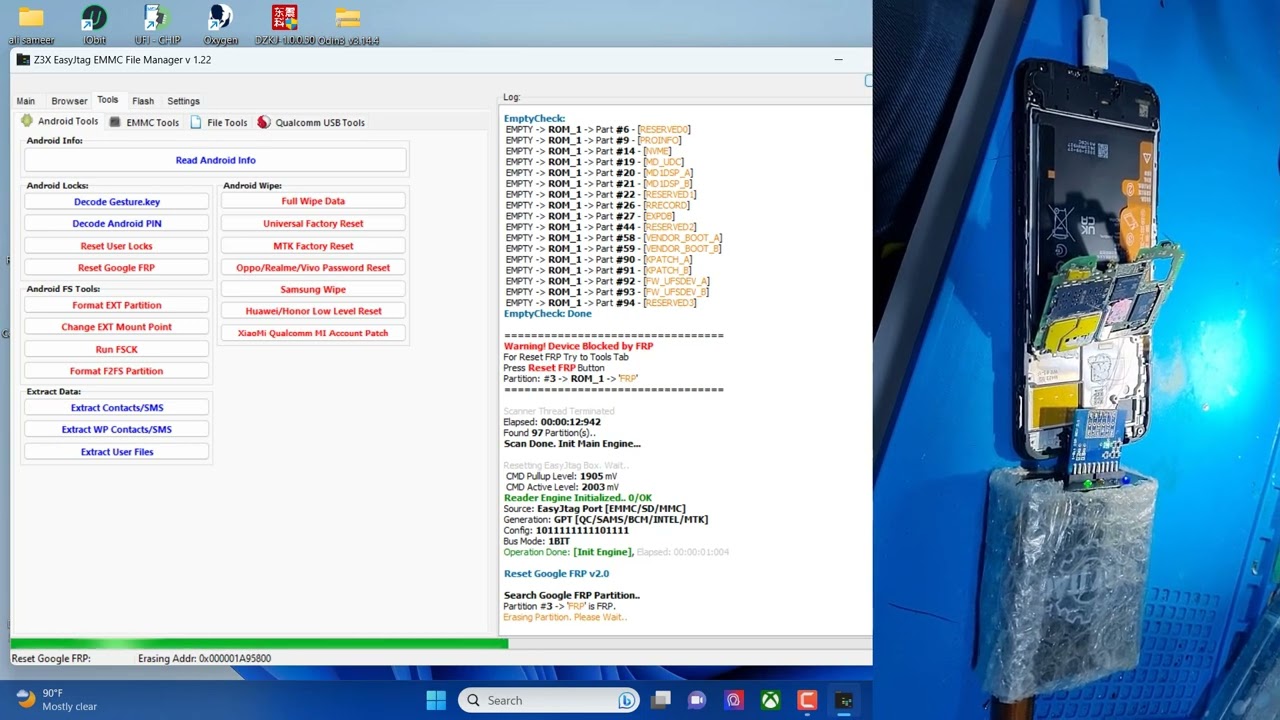 HONOR X6S / X6 FRP GOOGLE BY Z3X EASY JTAG حذف حساب كوكل عن طريق الجيتاغ
