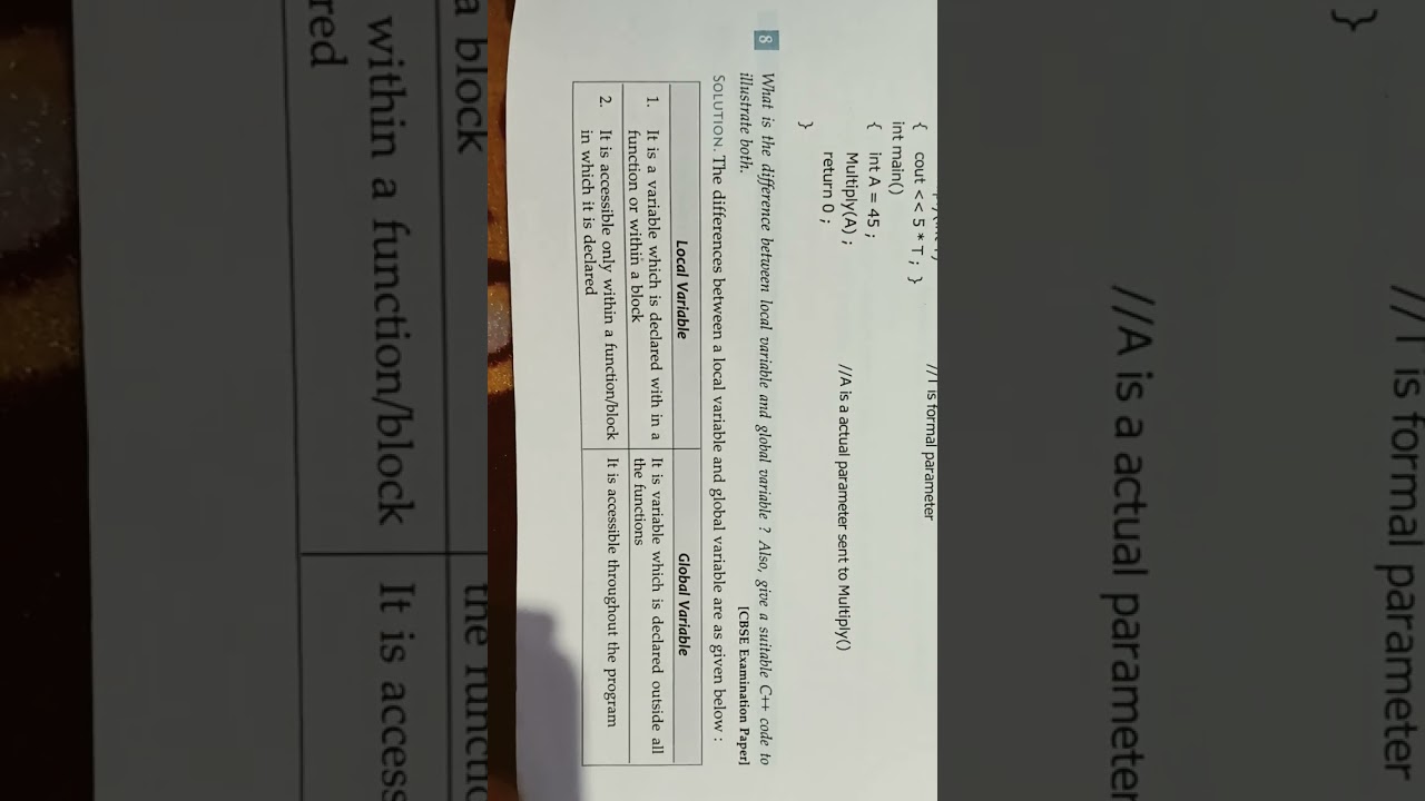 difference between local variable and global variable in C++