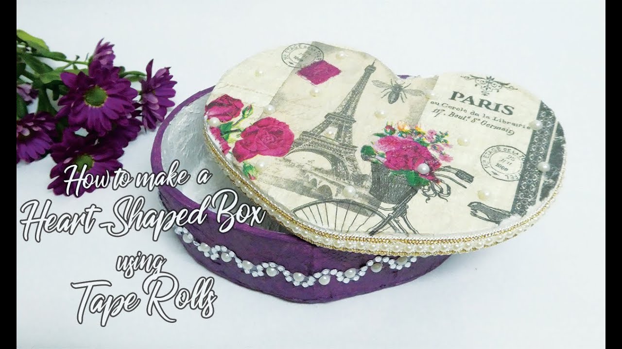 Cum sa faci o cutiuta in forma de inima din role de scotch | Diy Reuse Idea | Cutie cadou #8
