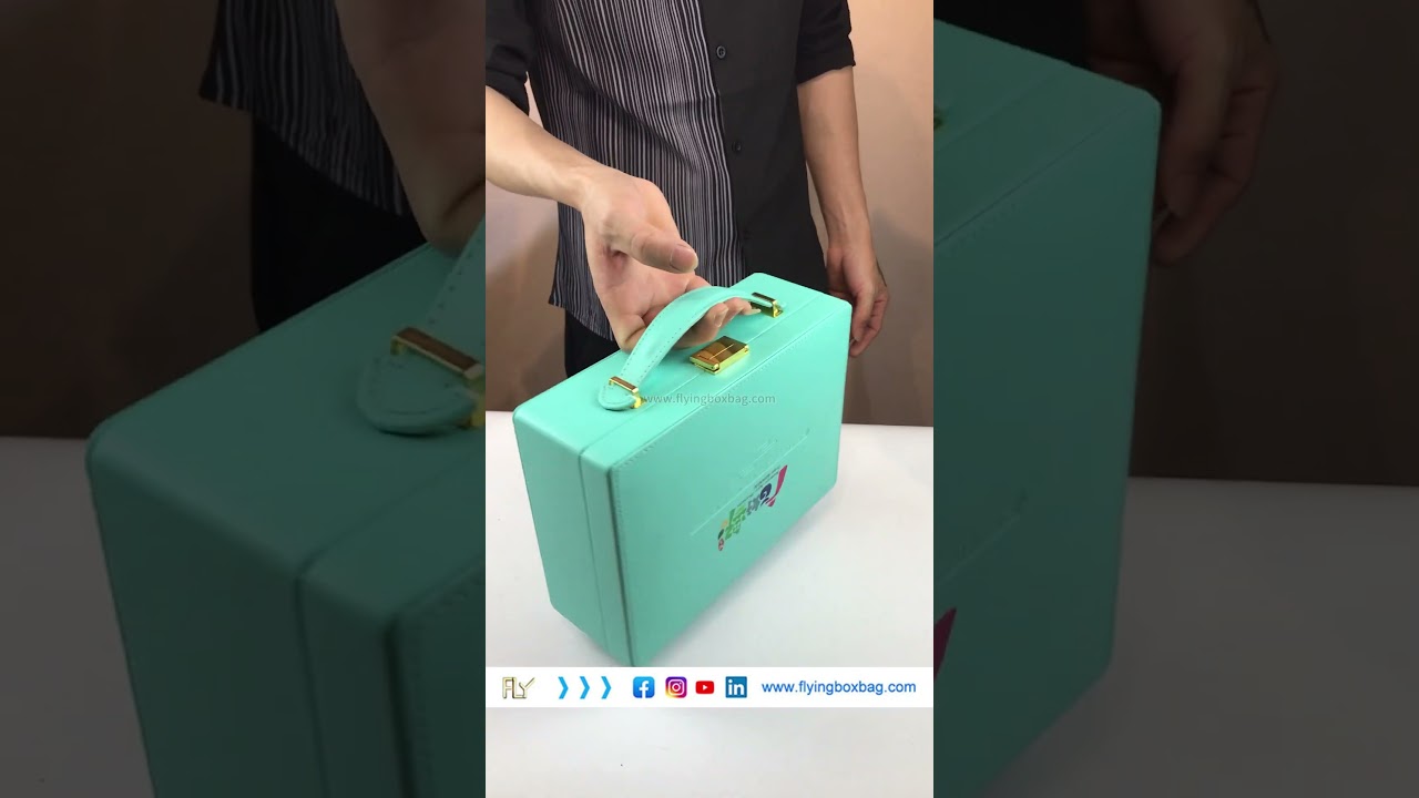 Suitcase design cosmetic leather box  #giftboxes #boxpackaging #packagingfactory #leatherbox