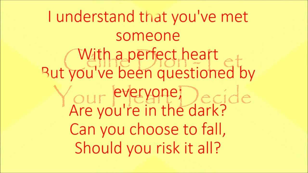 Céline dion - Let Your Heart Decide (lyrics)