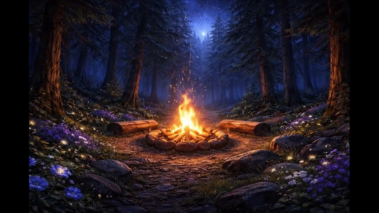 Night in the Forest 🌲🔥 2.5 Hours of Calm Music and Campfire Sounds. #dreamscapeaudio #sleepmusic 😴