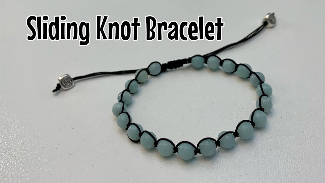 Beaded sliding knot bracelet - simple adjustable bracelet with square knot closure
