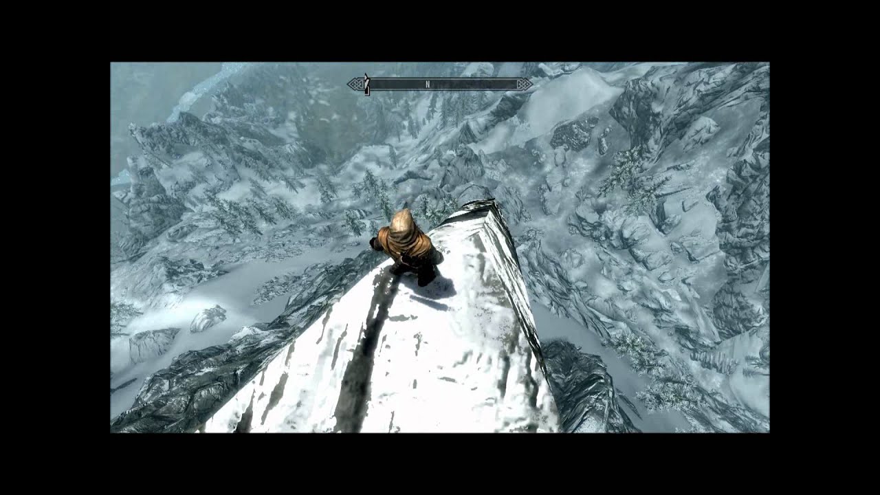 Skyrim - Jump from the top of The Throat of the World