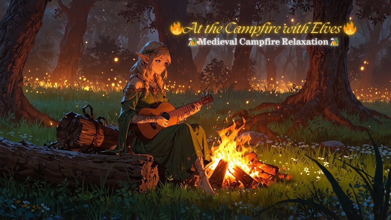 🔥At the Campfire with Elves | Medieval Campfire Relaxation 🏕️ | Relaxing Forest Music🌲| Fantasy BGM