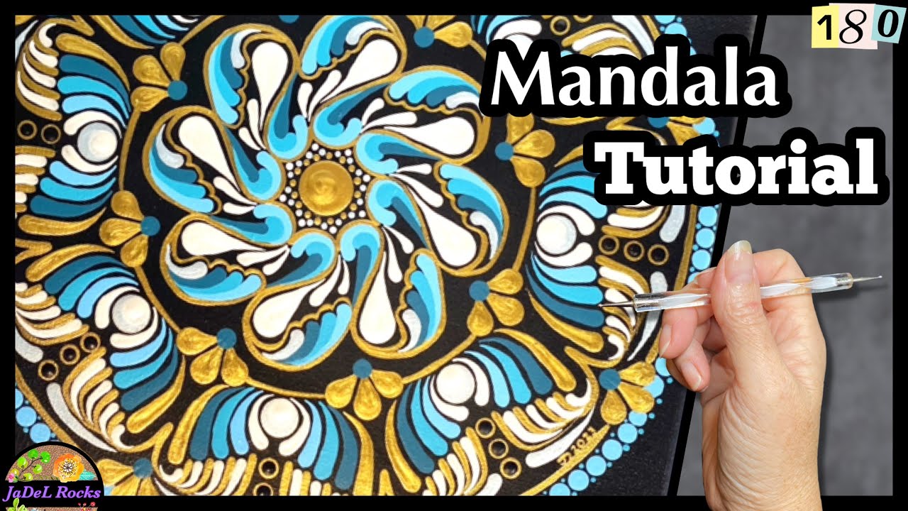 Blue and Gold Mandala Tutorial on Canvas