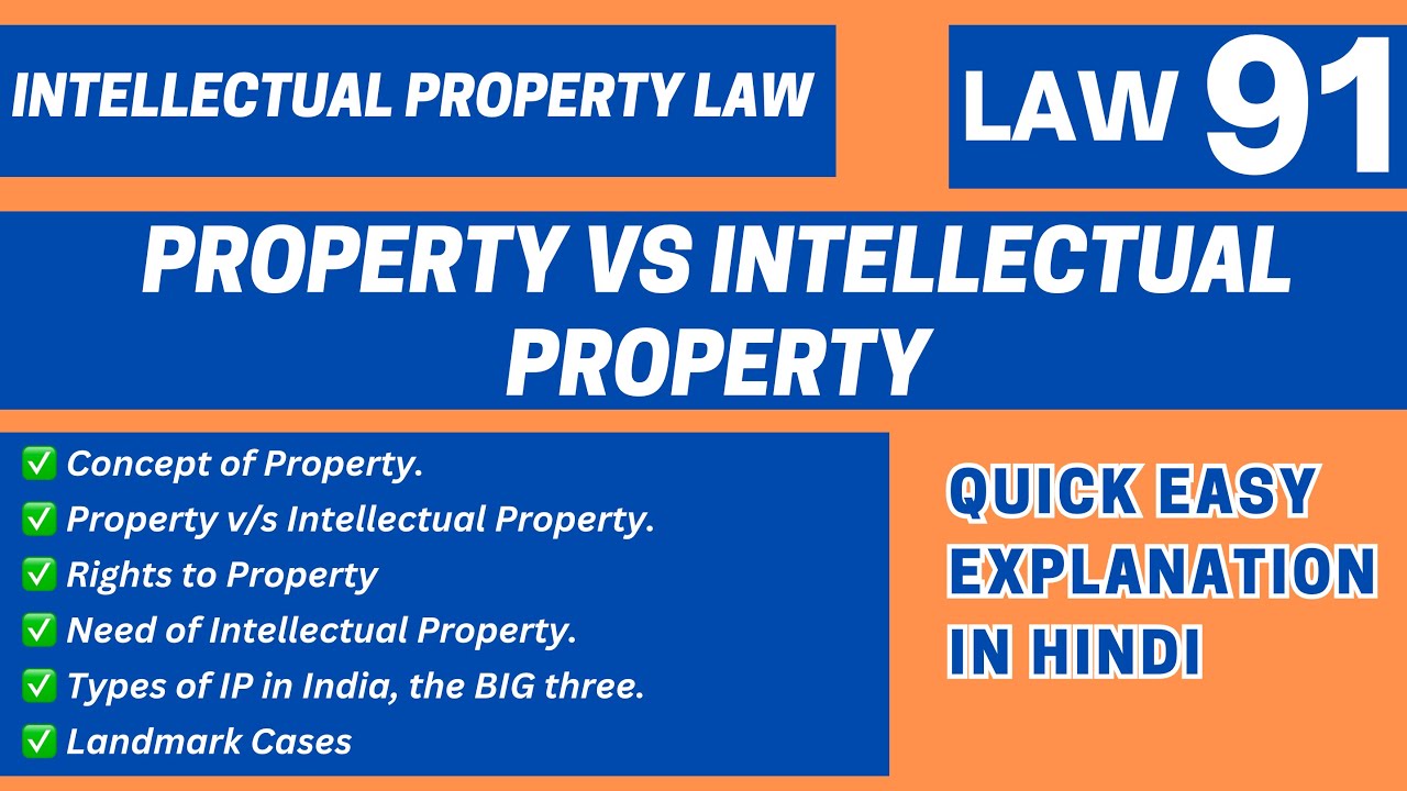 Concept of Property vs Intellectual Property | Types & Need for IPR | LLB BALLB | LAW91