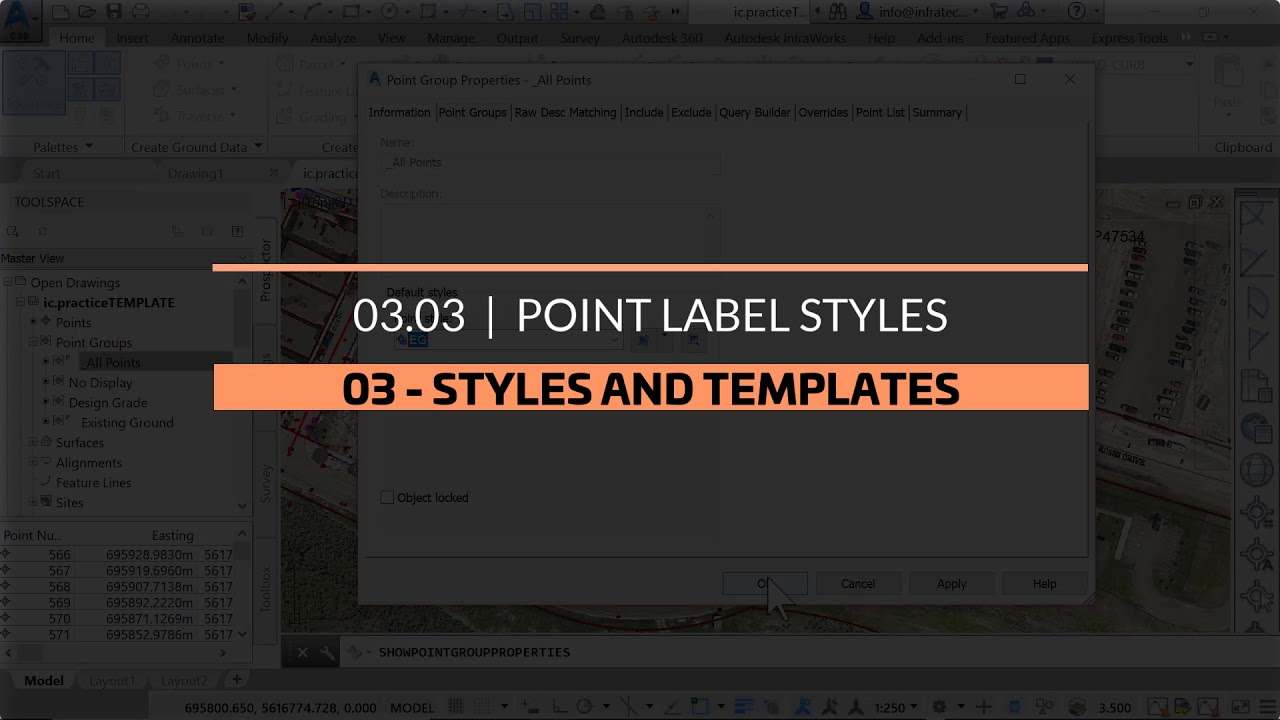 AutoCAD Civil 3D - 03.04: Styles and Templates - Point Label Styles