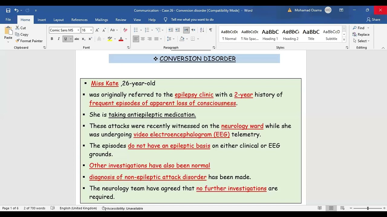 MRCP PACES COURSE - Communication - Conversion disorder - Dr.Mohamed Osama