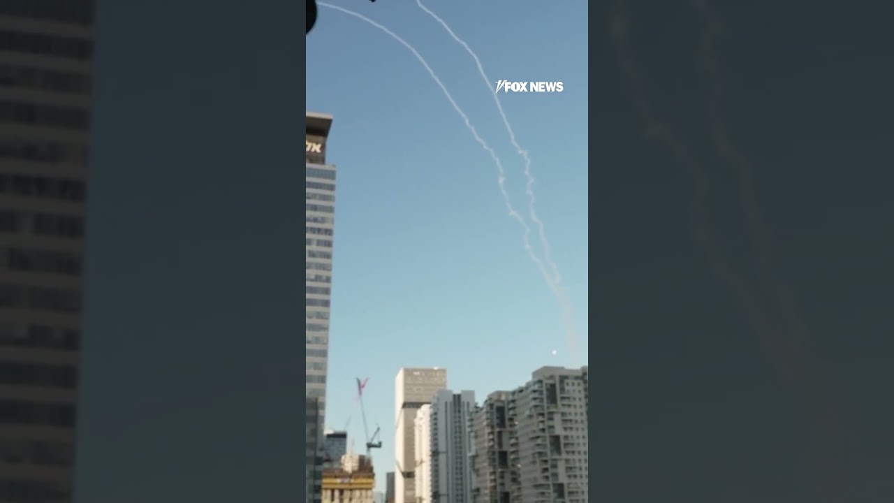 BREAKING: Fox cameras capture Israeli interceptor missiles over Tel Aviv #shorts #usa #news #iran